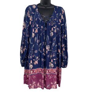 Billabong Just Like You Dress Starry Night Long‎ Sleeve Women's Small Boho Flowy